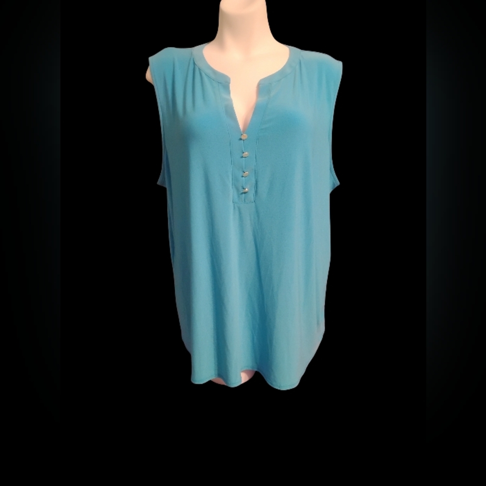 Anne Klein Light Blue Sleeveless Blouse